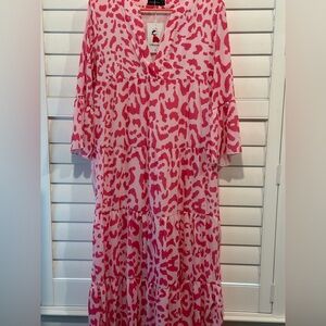 Pink Ruffle Animal Print Dress
